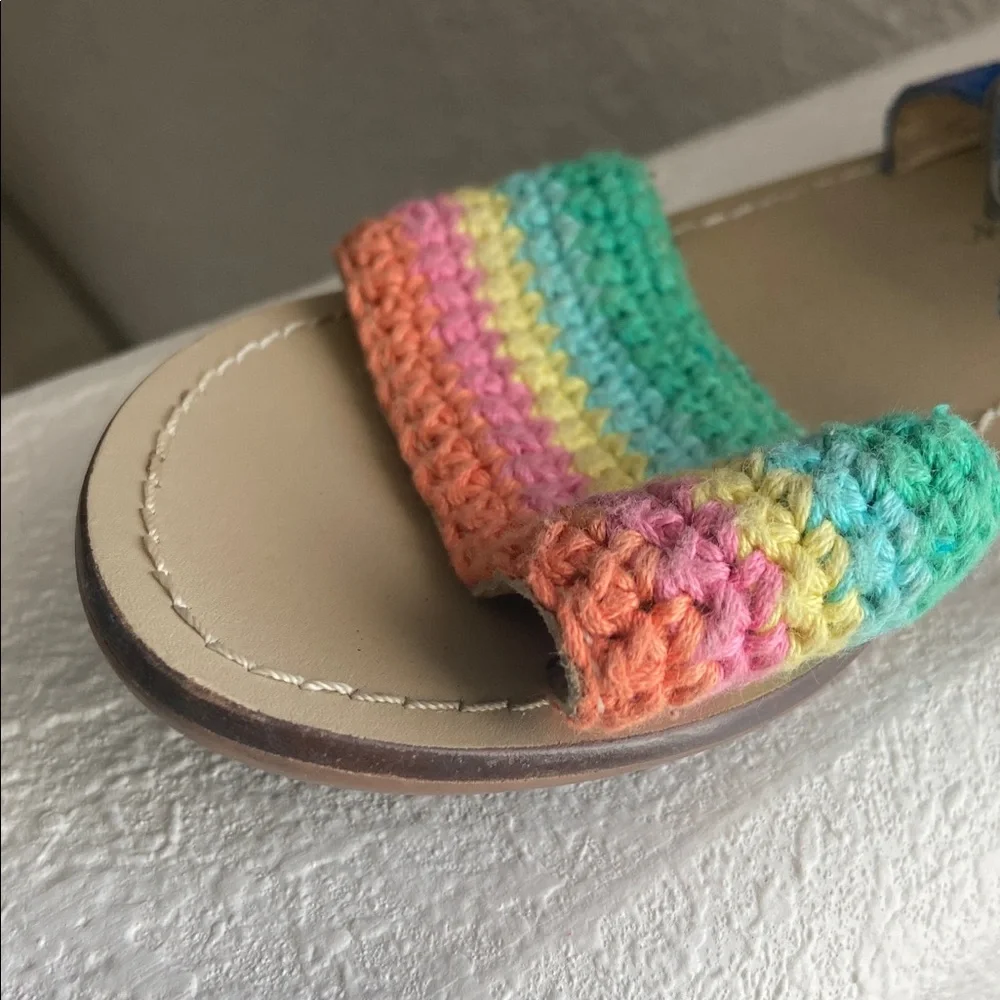 Mini Boden leather and rainbow knit toddler sandals
